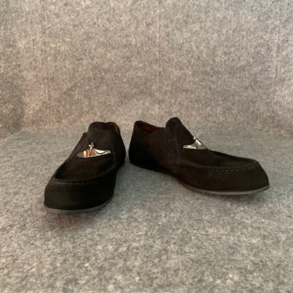 Cesare Paciotti Men's Black Leather Slip On Suede Loafers Shoes - Picture 2 of 12